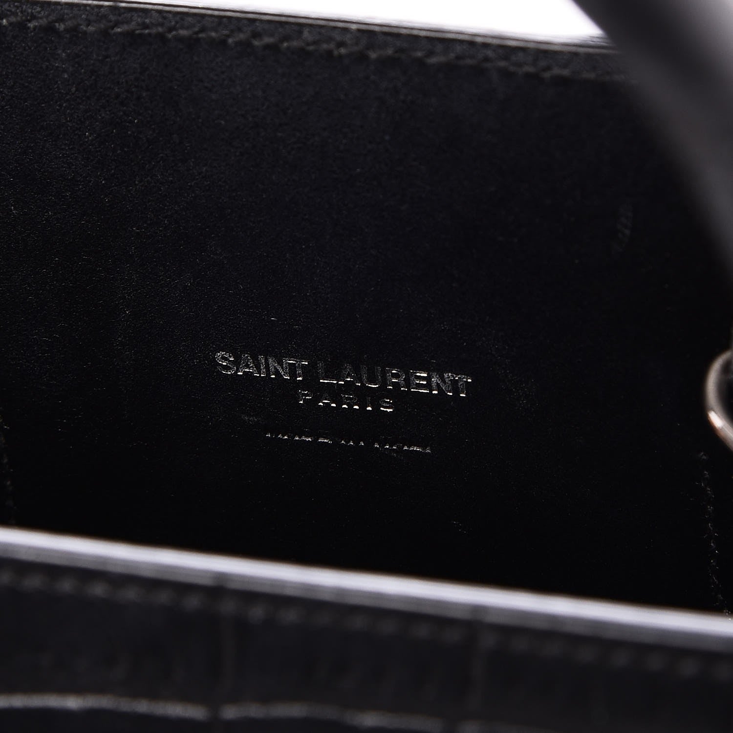 Saint Laurent Calfskin Crocodile Embossed Baby Sac de Jour Black 7 of 7