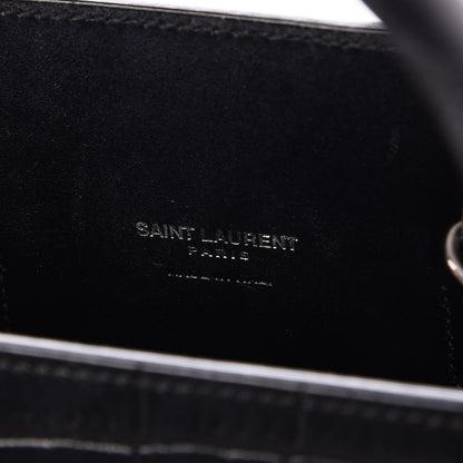 Saint Laurent Calfskin Crocodile Embossed Baby Sac de Jour Black 7 of 7