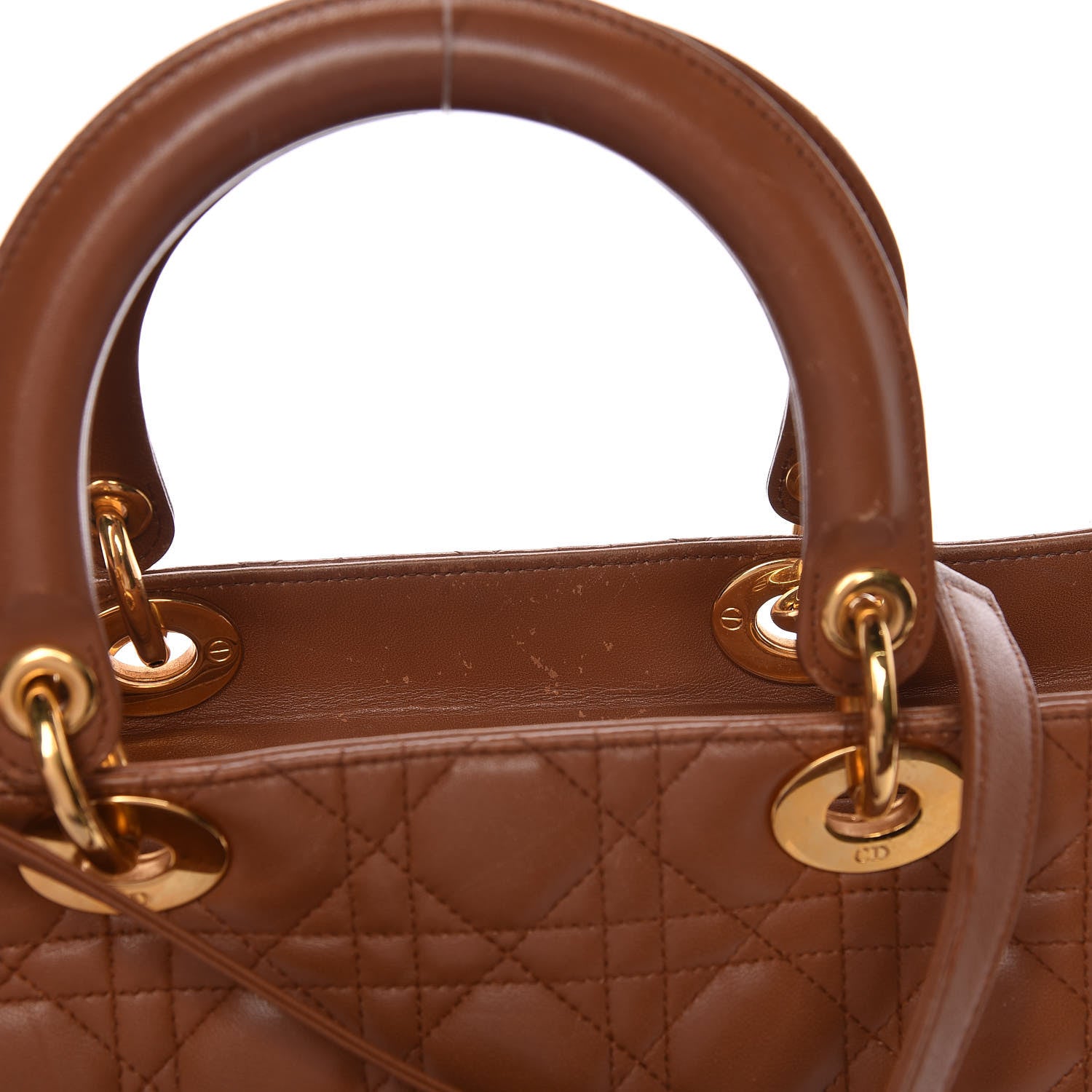 Christian Dior Lambskin Cannage Large Lady Dior Tan 12 of 19