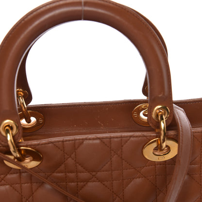 Christian Dior Lambskin Cannage Large Lady Dior Tan 12 of 19