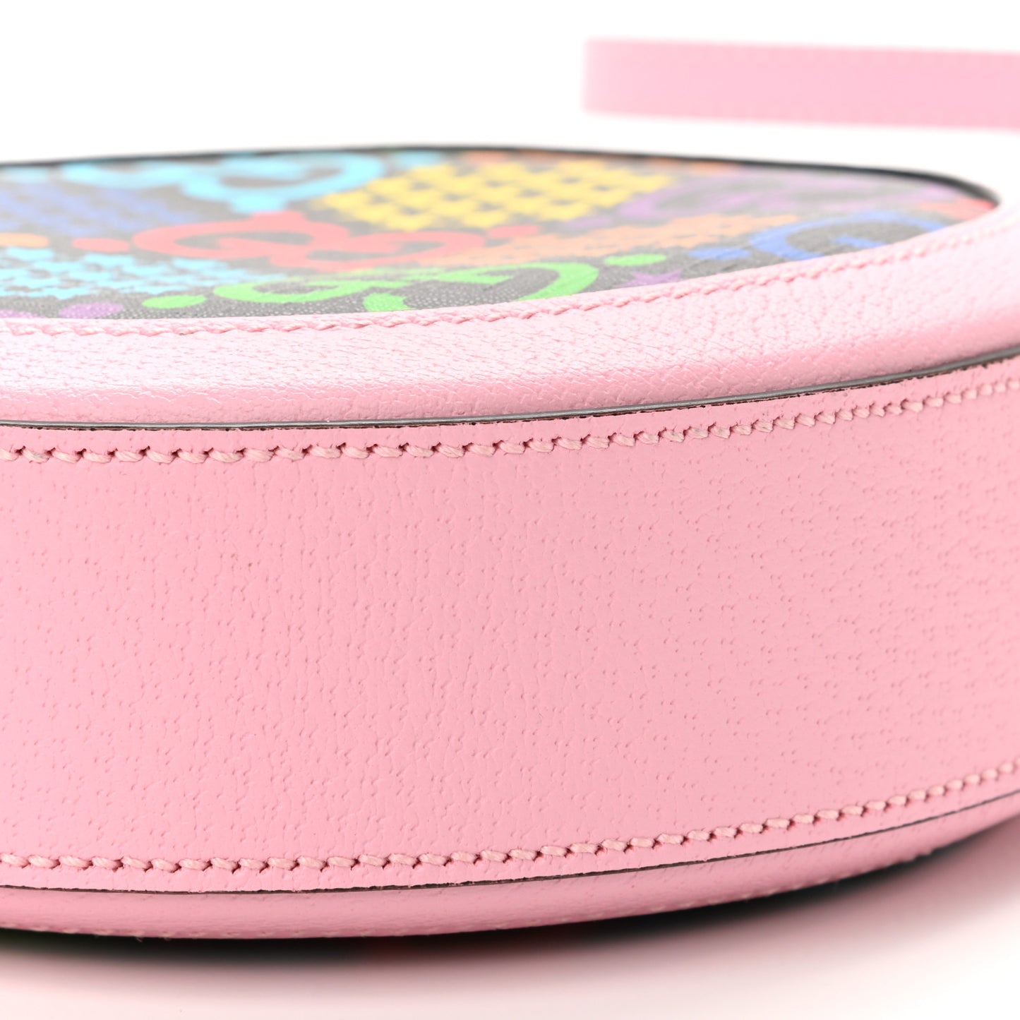 GG Supreme Monogram Psychedelic Round Shoulder Bag Black Multicolor Sugar Pink