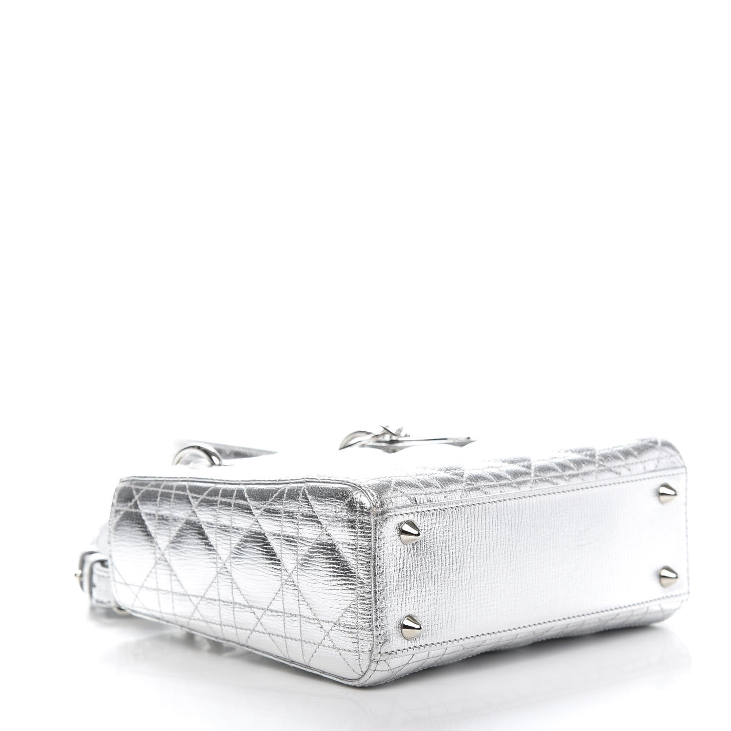 Christian Dior Metallic Grained Calfskin Cannage Small Lucky Badges My Lady Dior Silver 4 of 10