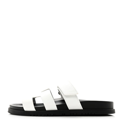 Hermes Calfskin Womens Chypre Sandals 38 White 1 of 9