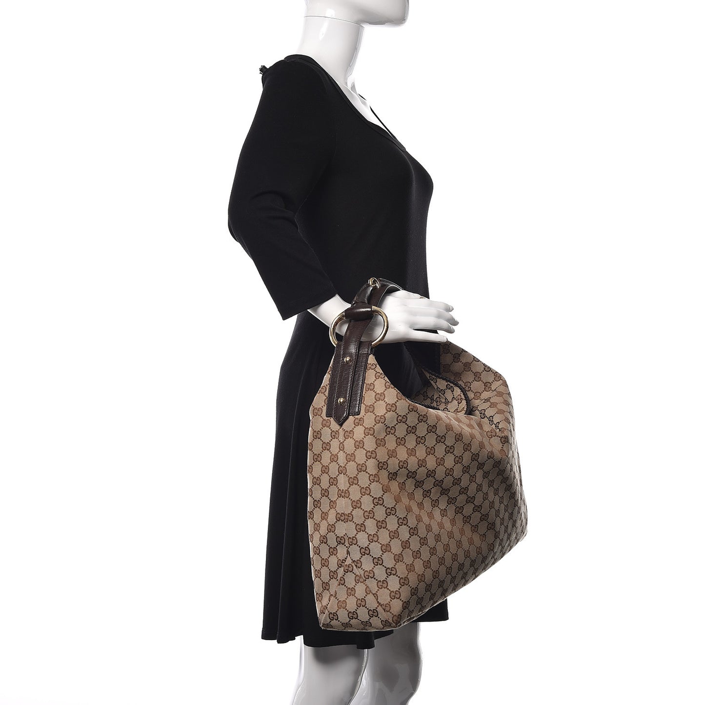 Monogram Large Horsebit Chain Hobo Dark Brown