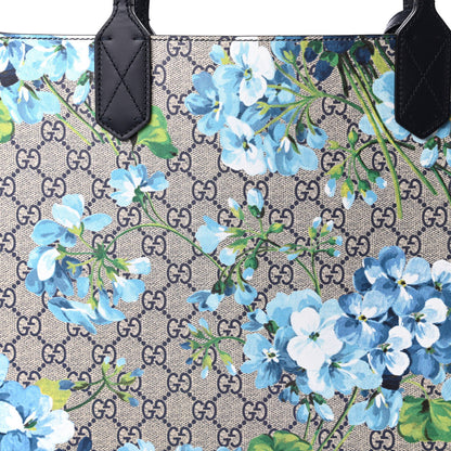 Gucci GG Supreme Monogram Blooms Medium Reversible Tote Beige Blue Navy 9 of 17