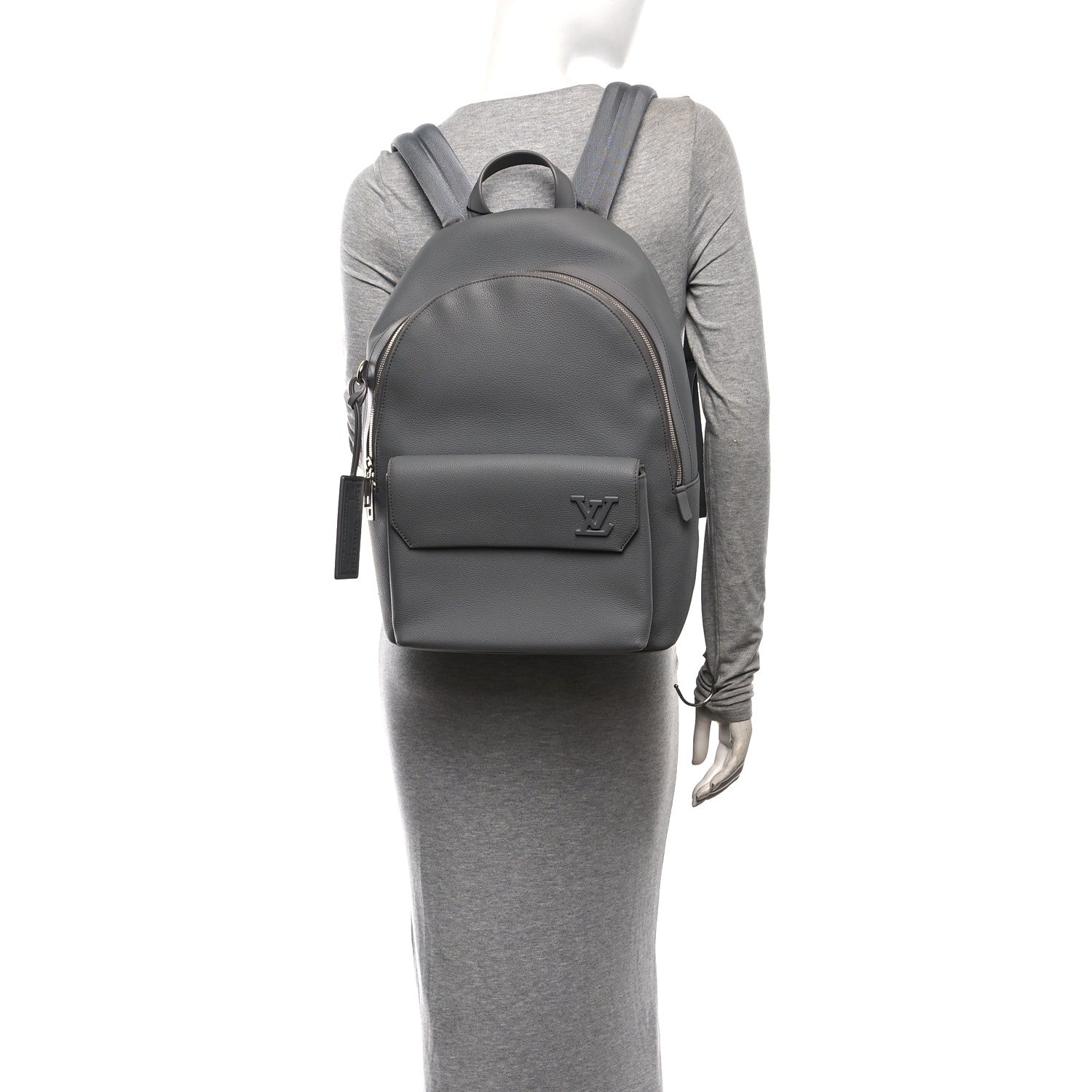 Louis Vuitton Grained Calfskin Aerogram Takeoff Backpack Grey 2 of 9