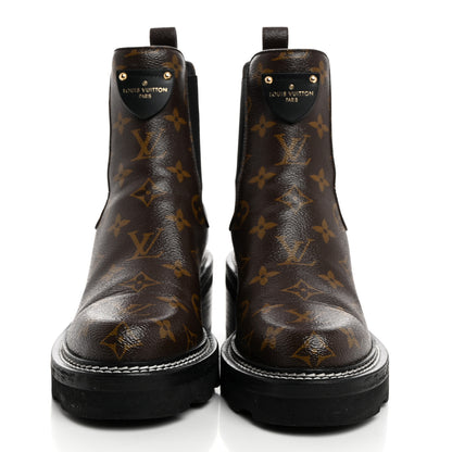 Louis Vuitton Patent Monogram LV Beaubourg Ankle Boots 37 Black 2 of 8