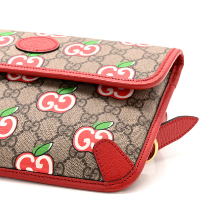 Gucci GG Supreme Monogram Apple Interlocking G Belt Bag Beige Multicolor Lobster Red 10 of 10