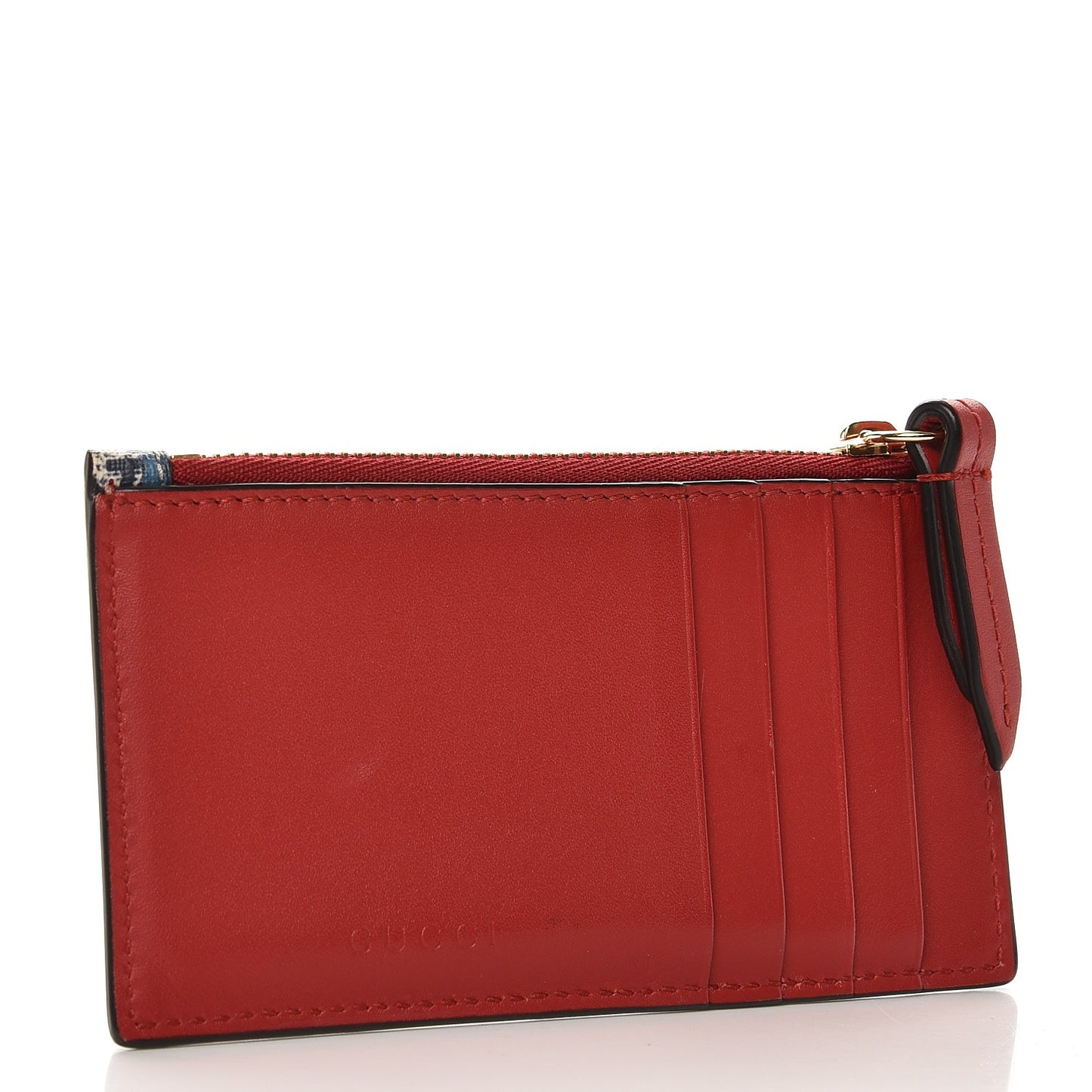 GG Supreme Monogram Blooms Coin Case Card Holder Beige Blue Navy Hibiscus Red