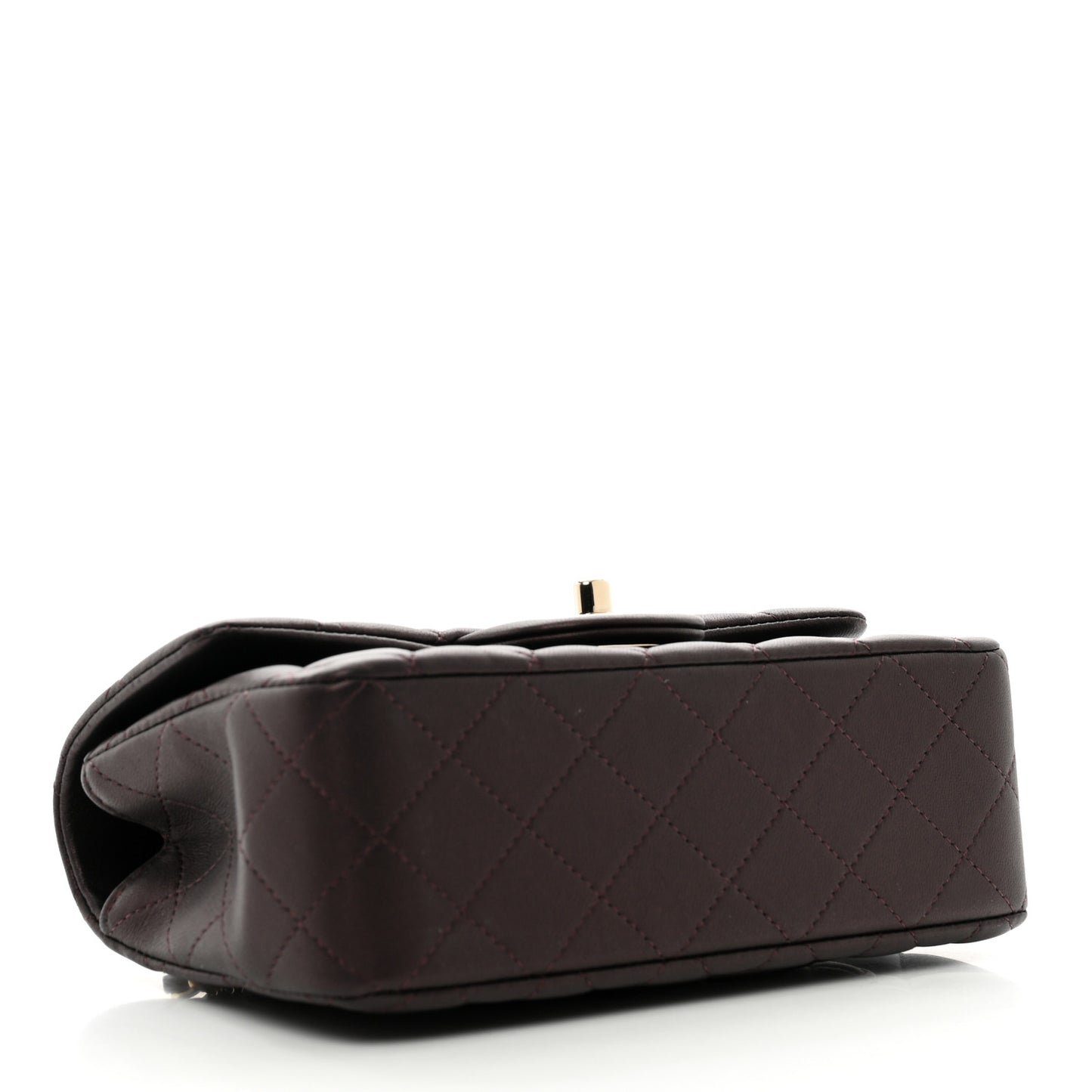 Iridescent Lambskin Quilted Mini Top Handle Rectangular Flap Burgundy