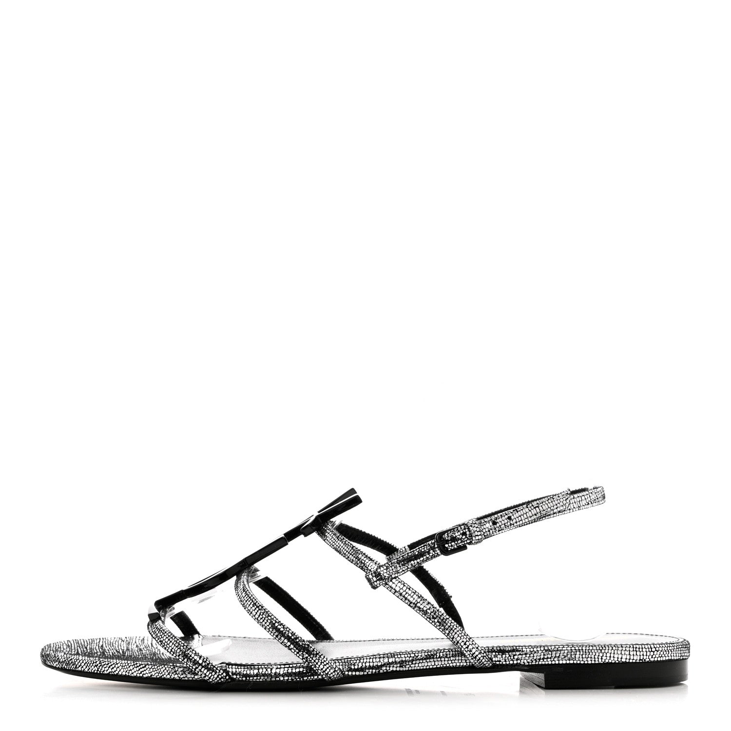 Saint Laurent Calfskin Cassandra Monogram Sandals 42 Argento 1 of 8
