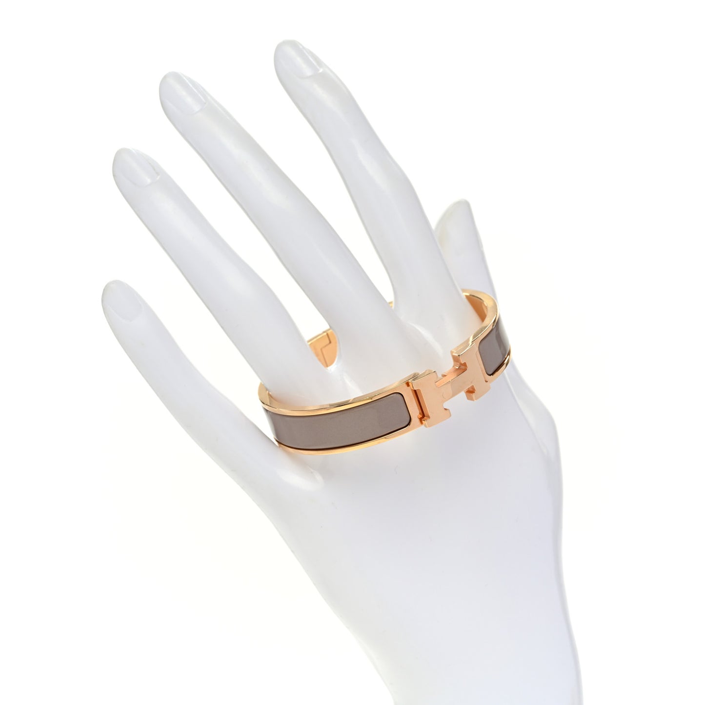 Enamel Narrow Clic Clac H Bracelet Marron Glace