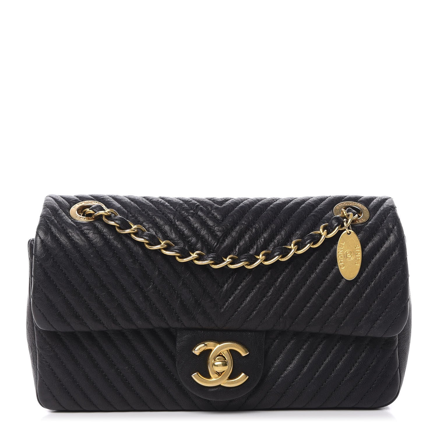 Chanel Calfskin Surpique Chevron Small Flap Black 1 of 12