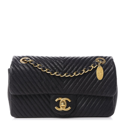 Chanel Calfskin Surpique Chevron Small Flap Black 1 of 12