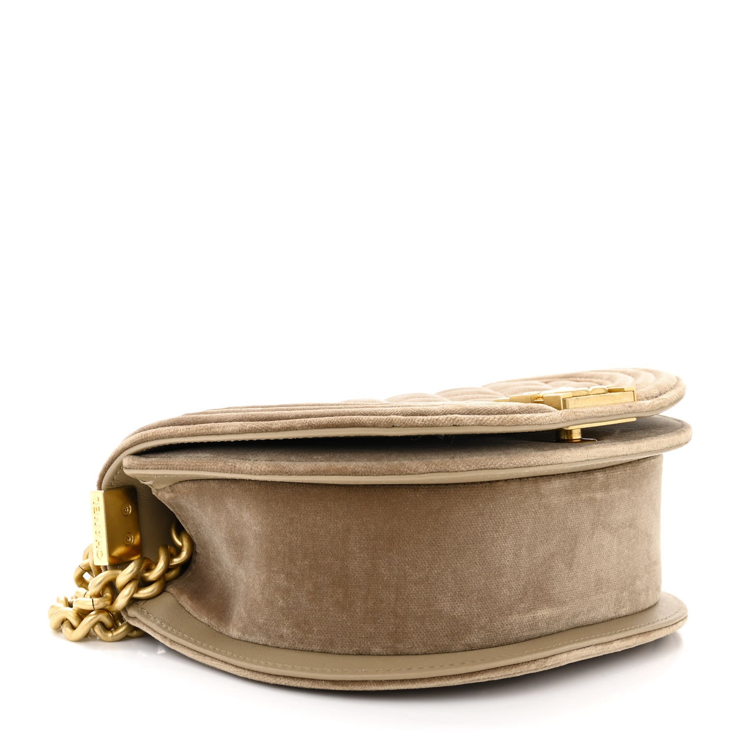 Chanel Velvet Quilted Small Boy Messenger Bag Beige 4 of 10