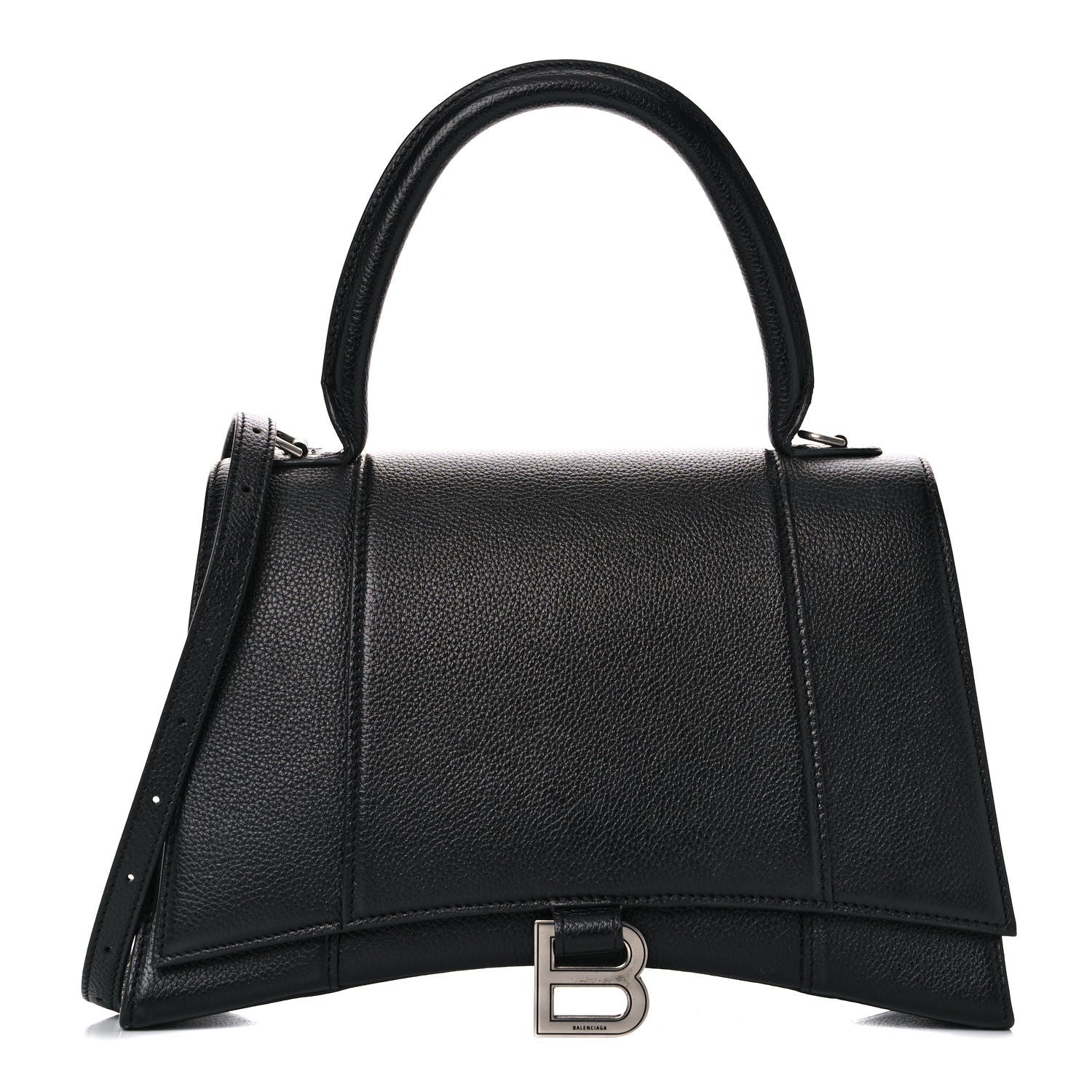 Balenciaga Grained Calfskin Medium Hourglass Top Handle Bag Black 1 of 17