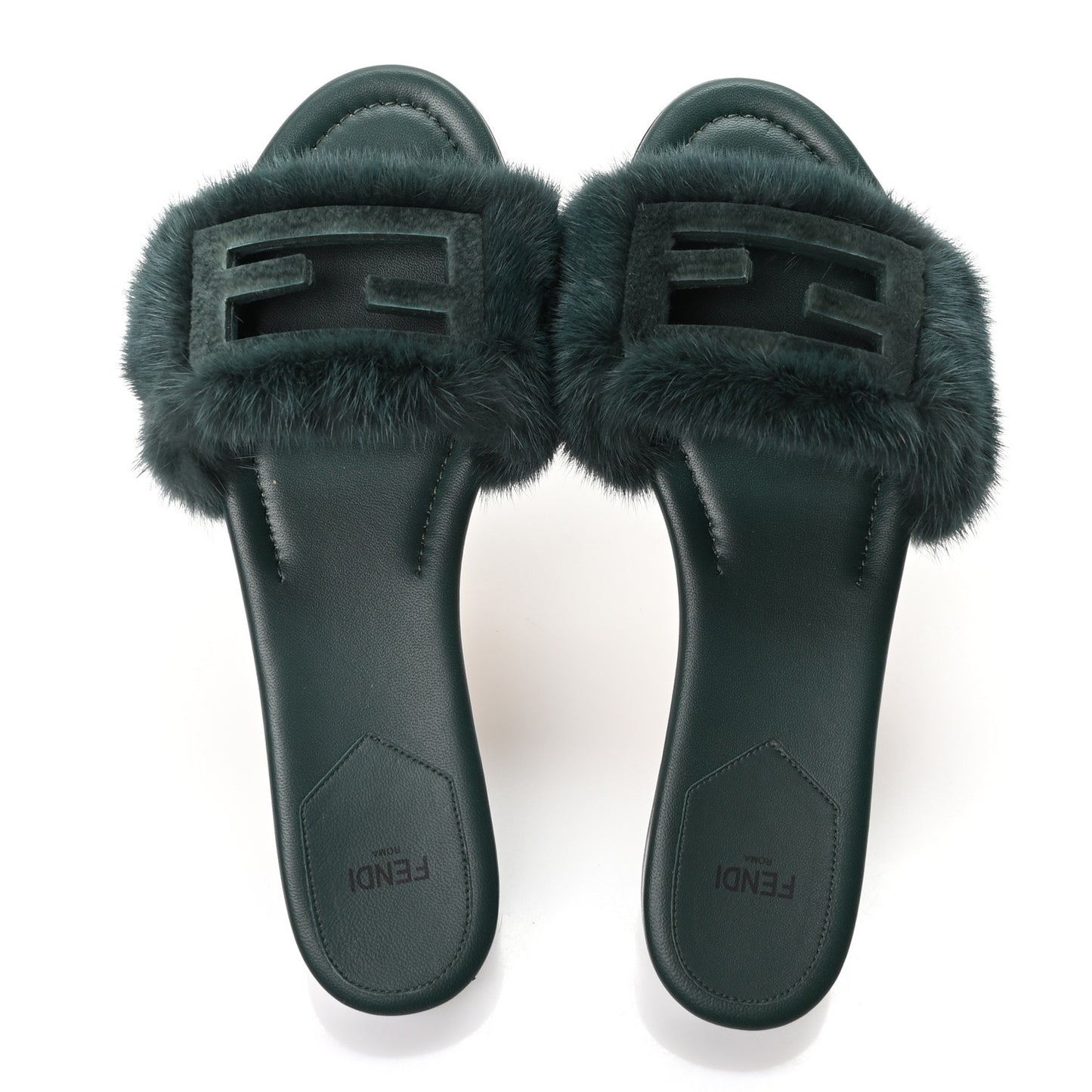 Mink FF Baguette Slide Sandals 39 Sage