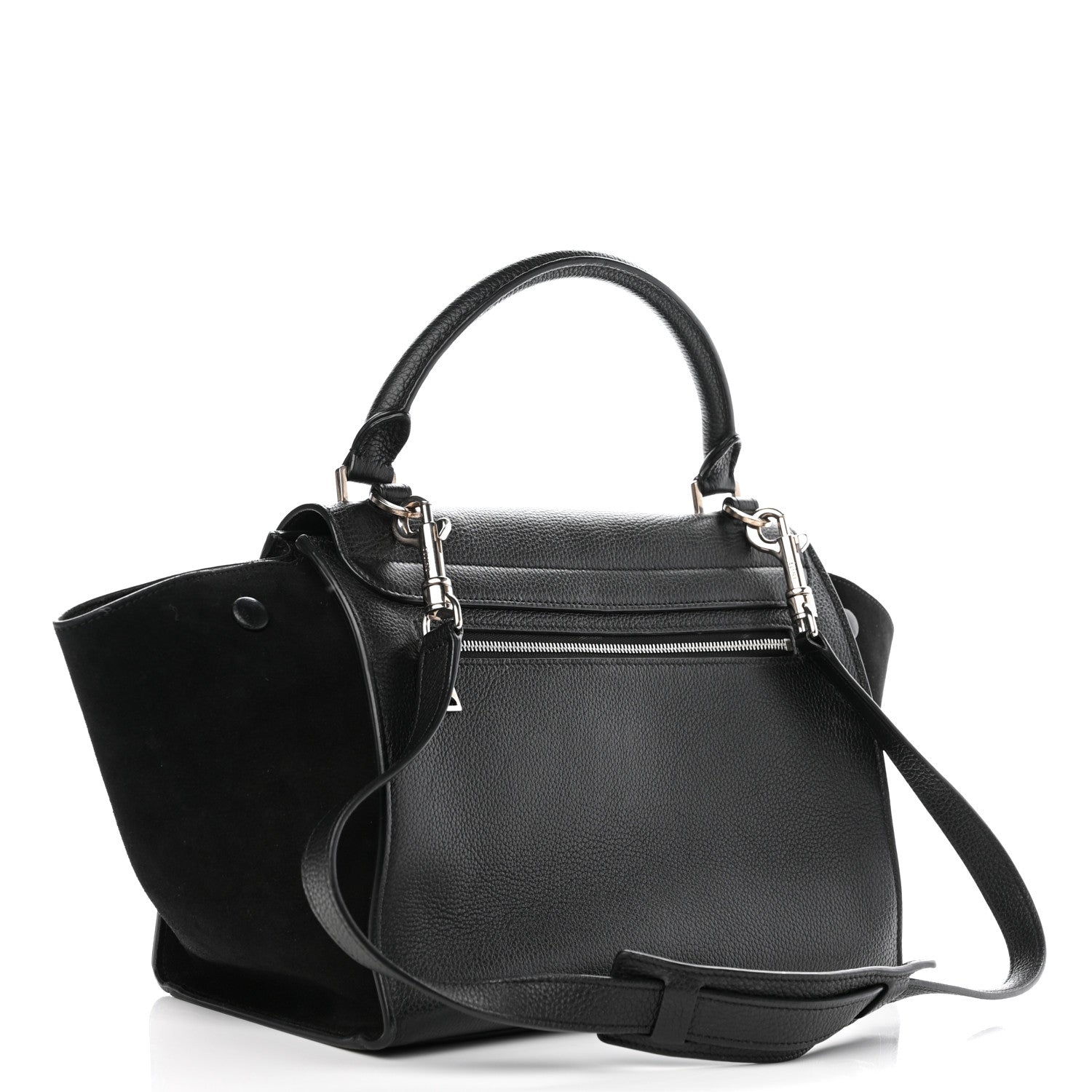 Celine Drummed Calfskin Suede Small Trapeze Black 3 of 8