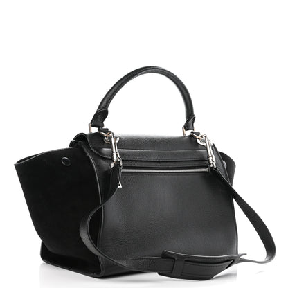 Celine Drummed Calfskin Suede Small Trapeze Black 3 of 8