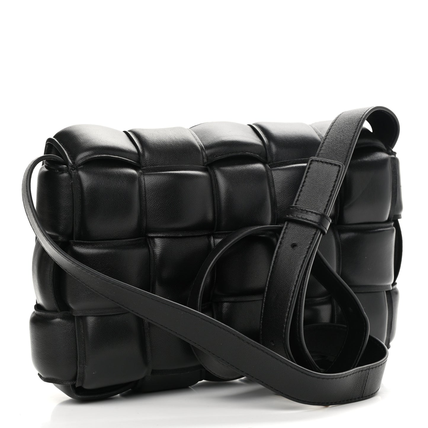 Nappa Maxi Intreccio Padded Cassette Crossbody Bag Black