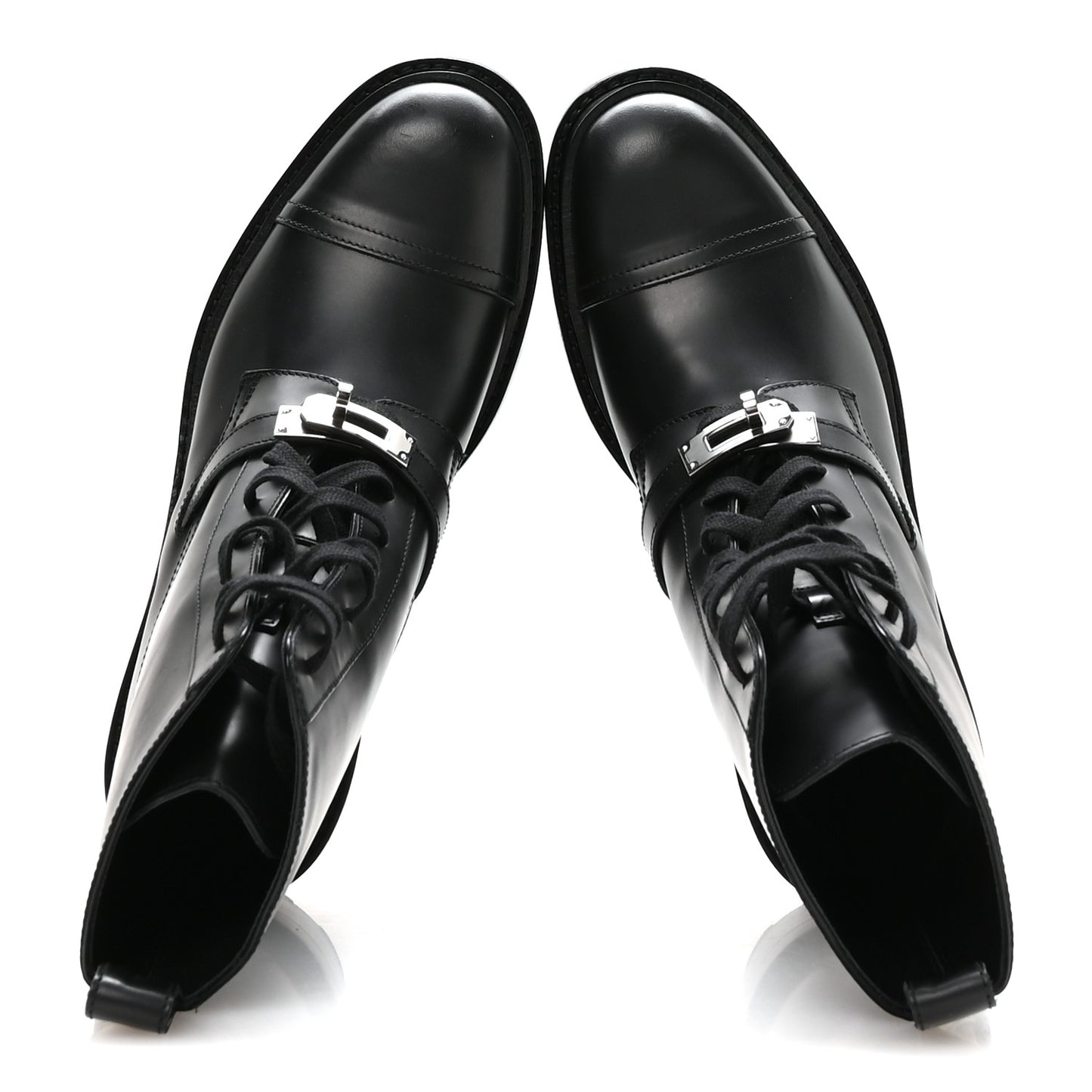 Glossed Calfskin Funk Ankle Boots 38.5 Black