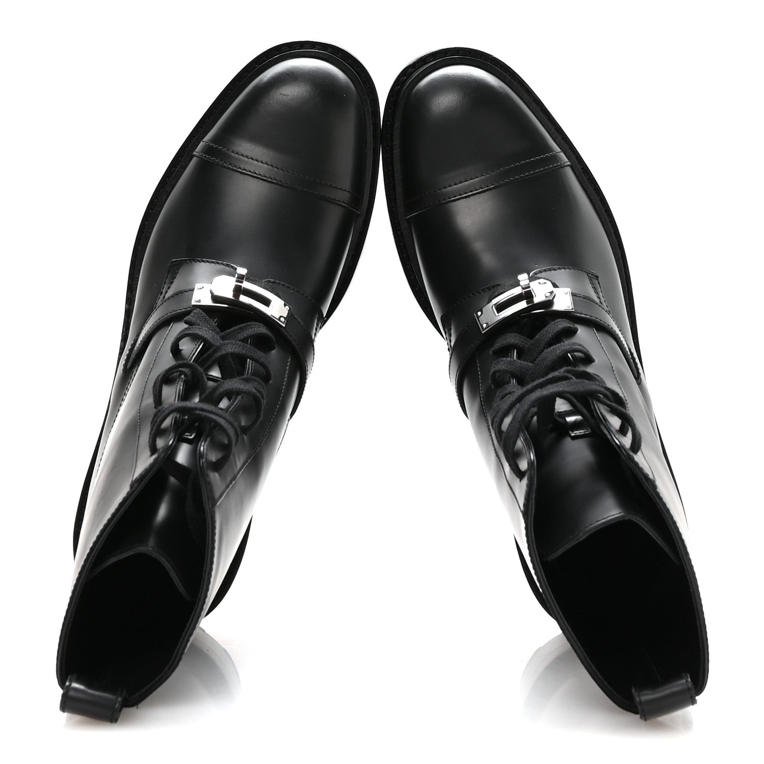Hermes Glossed Calfskin Funk Ankle Boots 38.5 Black 2 of 9