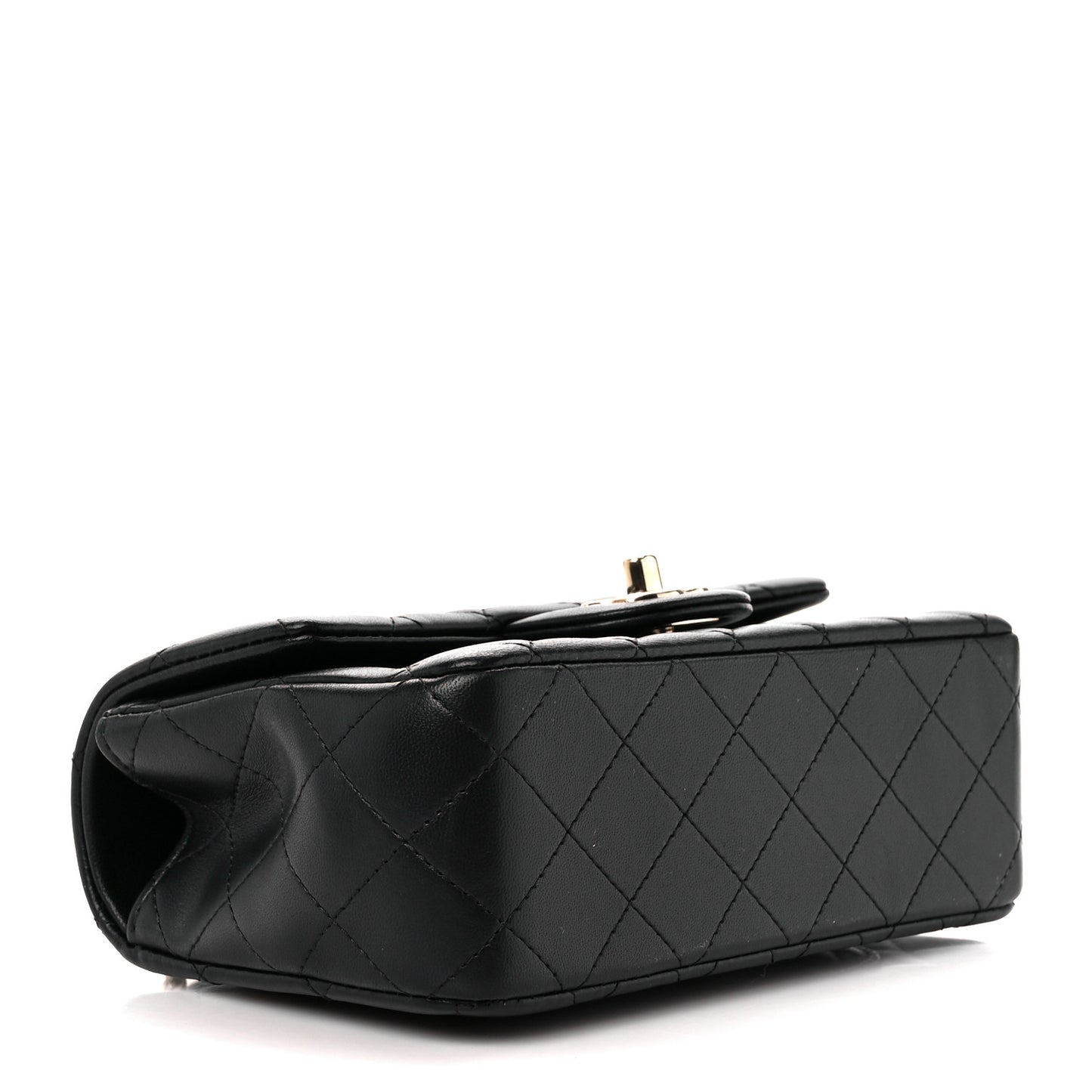 Lambskin Quilted Mini Top Handle Rectangular Flap Black