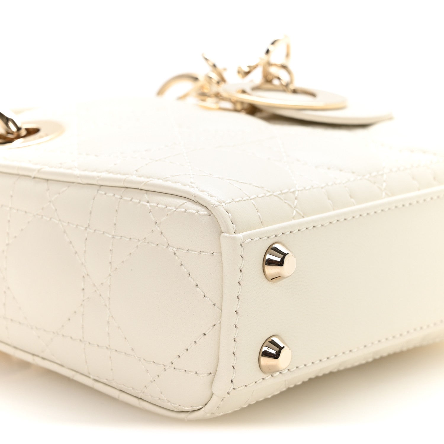 Christian Dior Lambskin Cannage Micro Lady Dior White 9 of 11