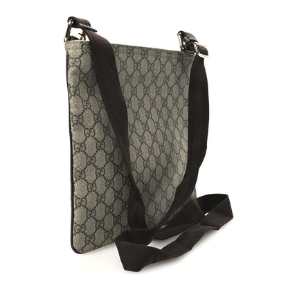 Gucci GG Supreme Monogram Selleria Calfskin Small Flat Side Zip Messenger Bag Beige Ebony Cocoa Dark Chocolate 3 of 12