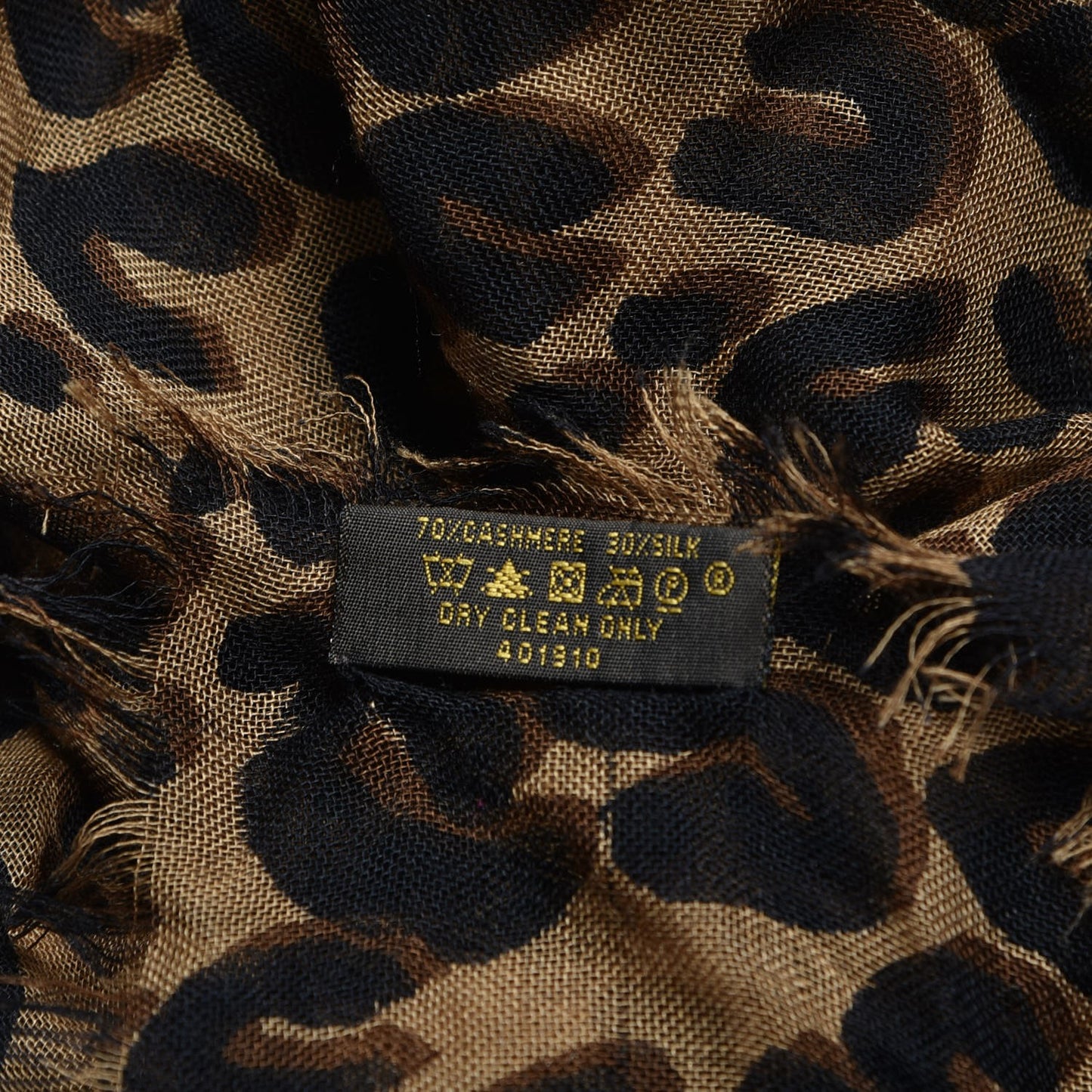 Cashmere Silk Leopard Etole Stole Marron