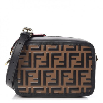 Fendi Vitello Century Bi-Color FF 1974 Embossed Mini Camera Case Maya Black 1 of 9