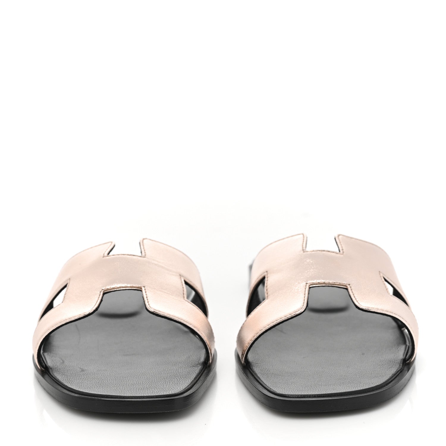 Hermes Metallic Nappa Oran Sandals 39 Or Vieilli 2 of 8