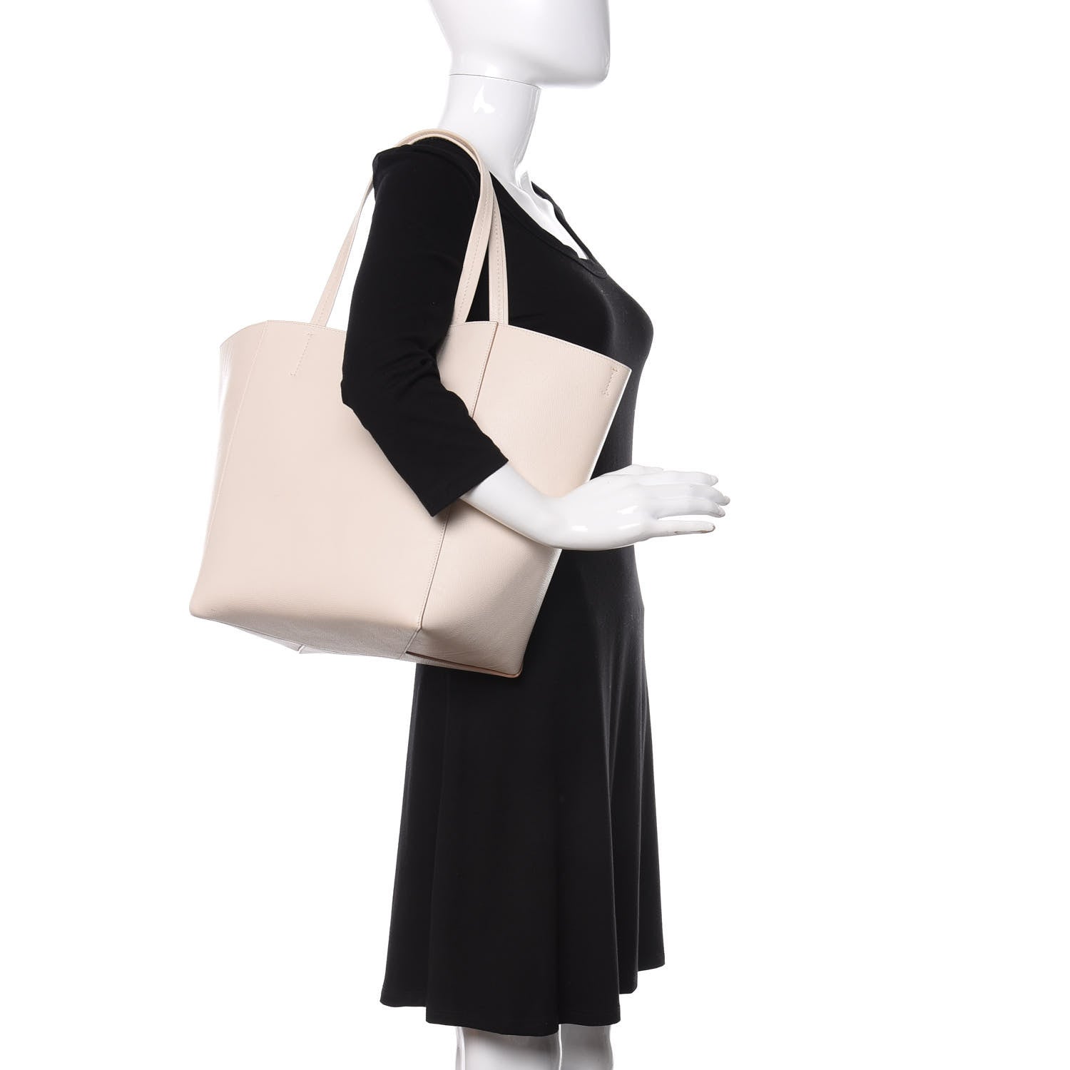 Celine Grained Calfskin Medium Horizontal Cabas Phantom White 3 of 17