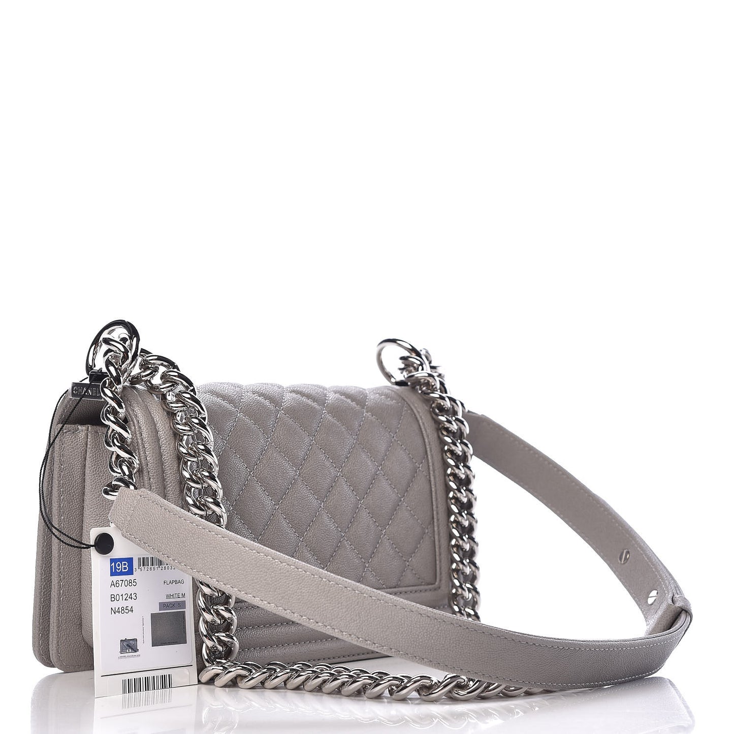 Caviar Quilted Small Boy Flap Grey