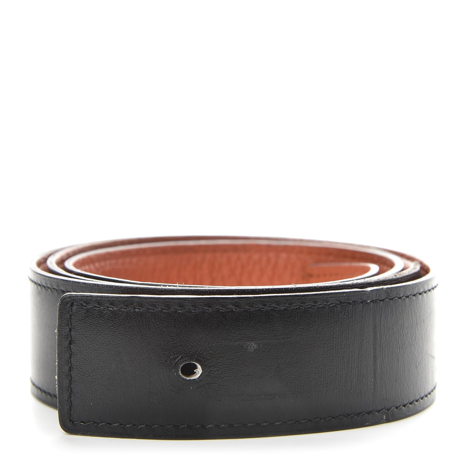 Hermes Box Taurillon Clemence 32mm Belt Strap 90 Black Orange 1 of 6