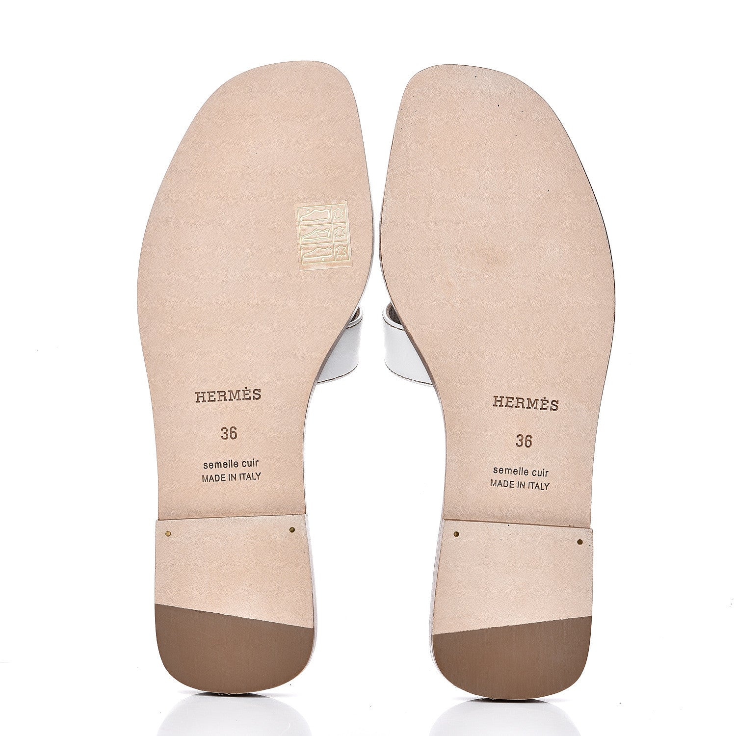 Hermes Box Calfskin Oran Sandals 36 White 5 of 9