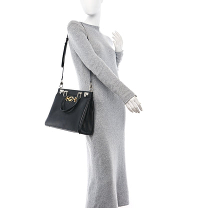 Gucci Grainy Calfskin Medium Zumi Top Handle Bag Black 2 of 12
