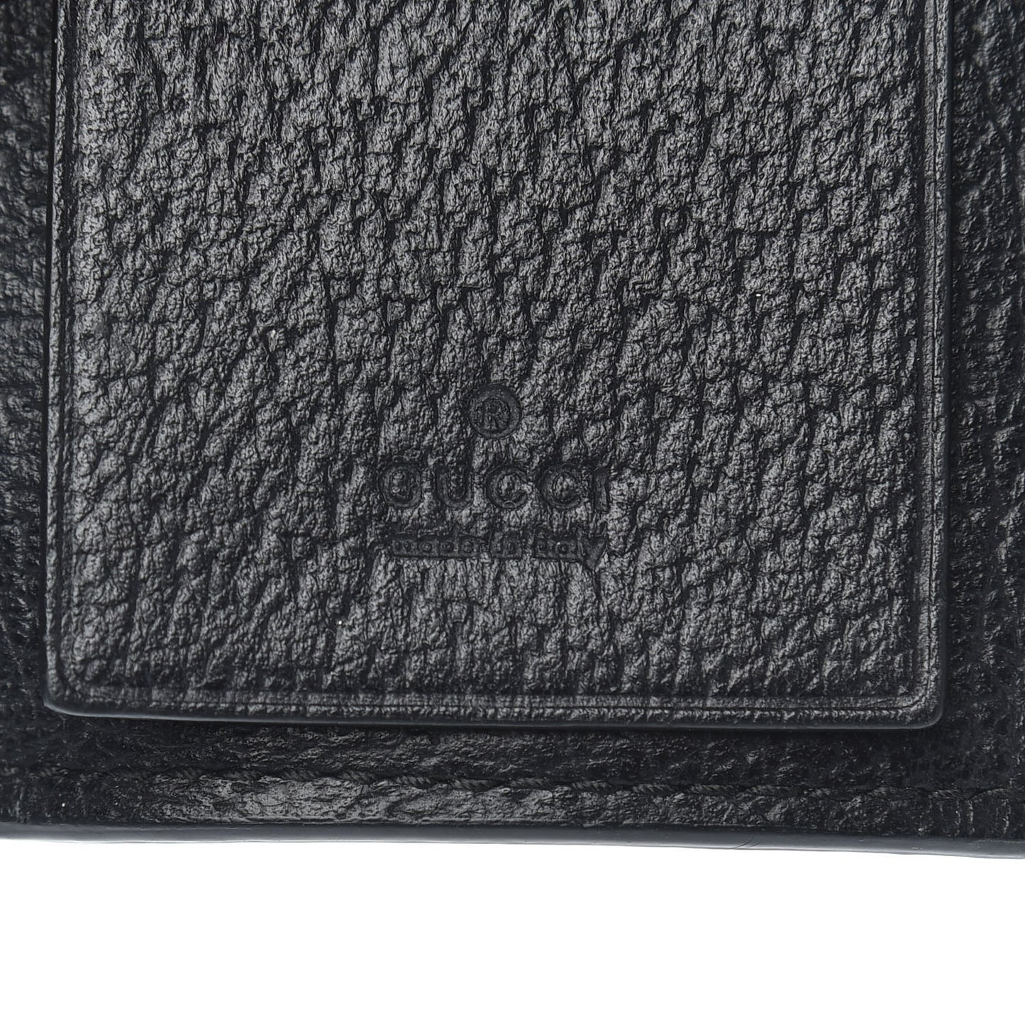 Pebbled Calfskin Bee 6 Key Holder Case Black