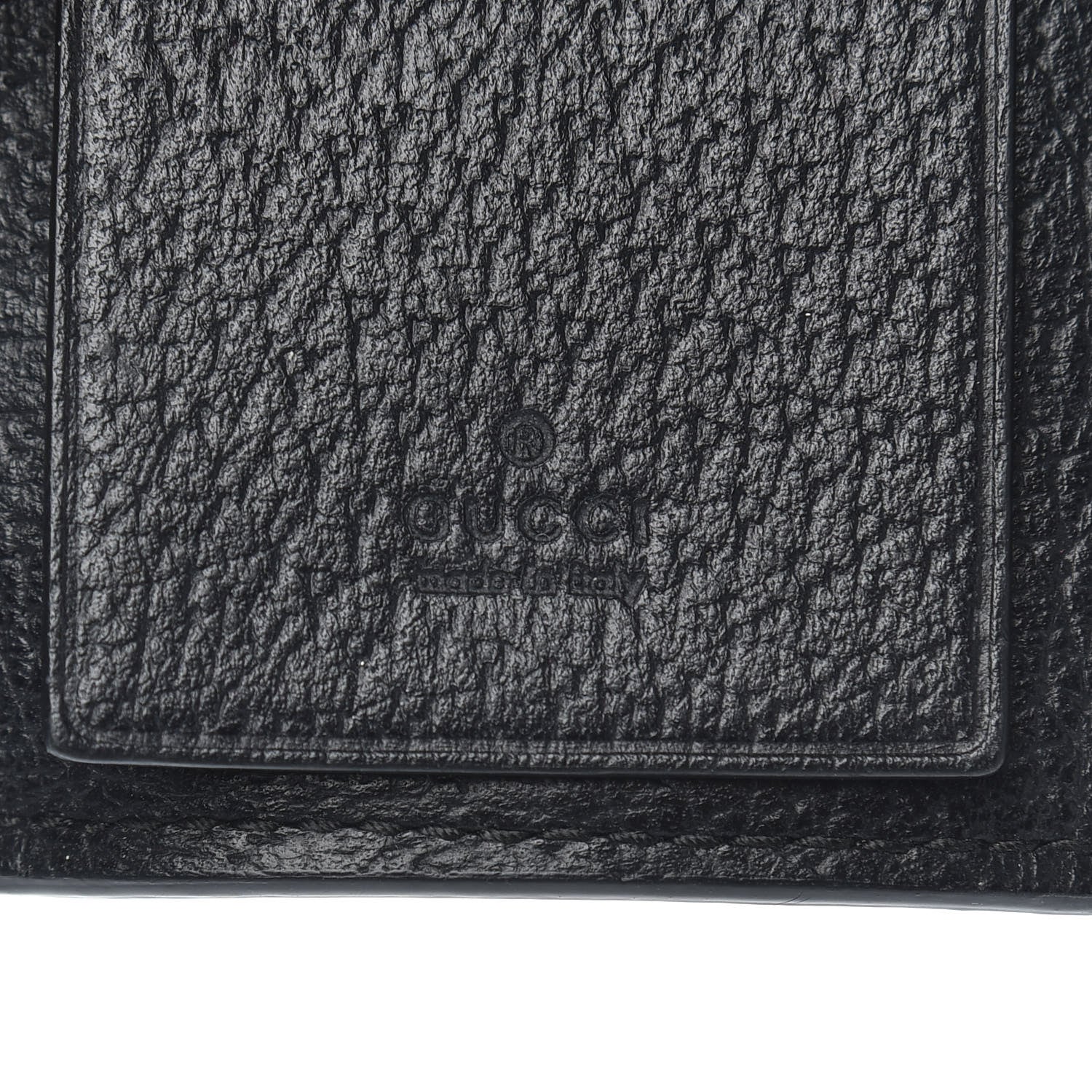 Gucci Pebbled Calfskin Bee 6 Key Holder Case Black 6 of 7