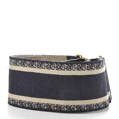 Christian Dior Canvas Embroidered Shoulder Strap Blue 2 of 5