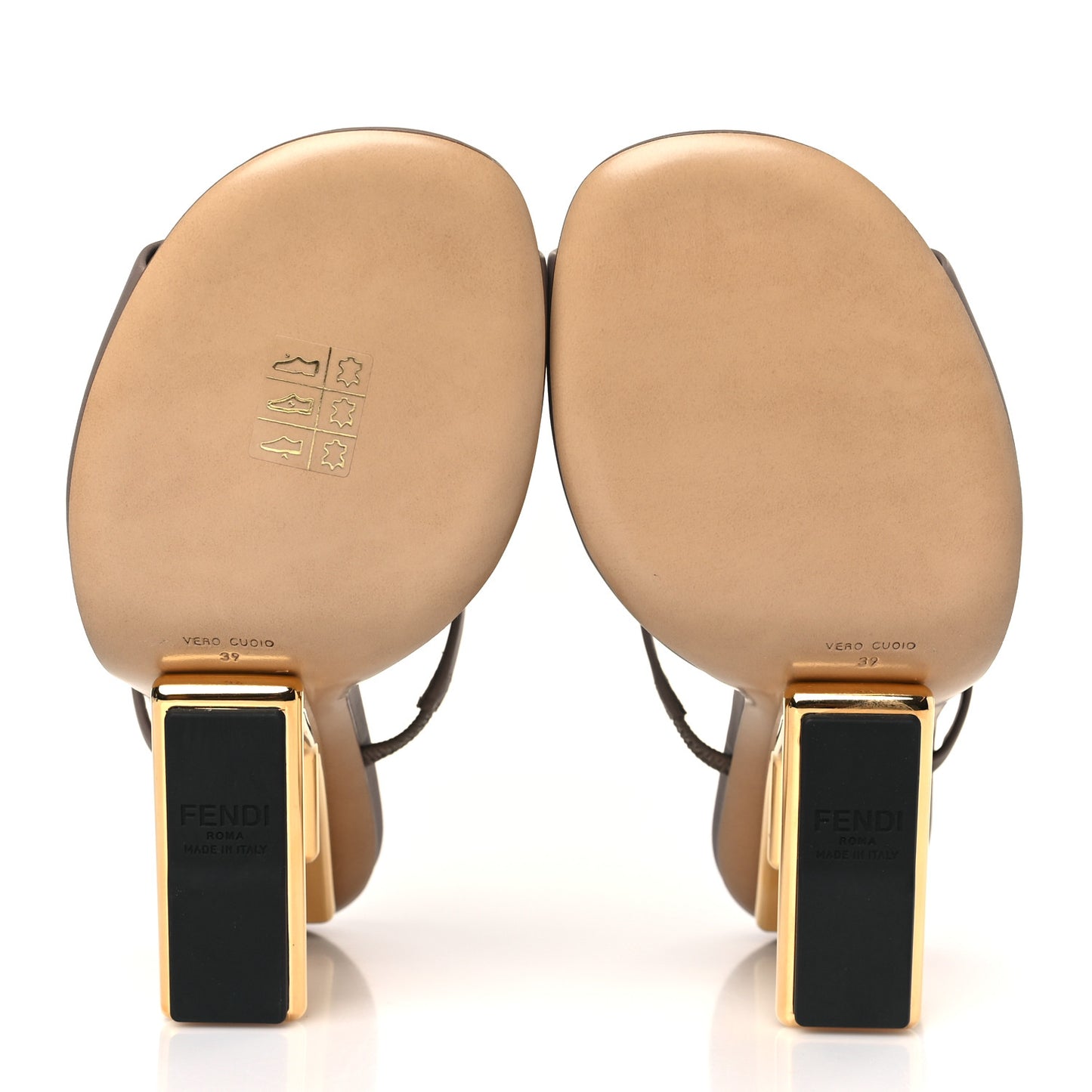 Vitello Fendi First 95mm Slide Sandals 39 Caribou