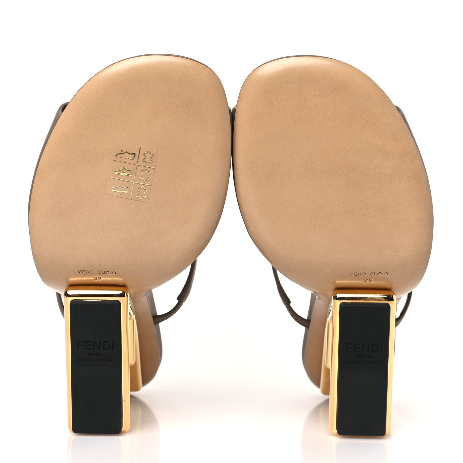 Fendi Vitello Fendi First 95mm Slide Sandals 39 Caribou 6 of 9