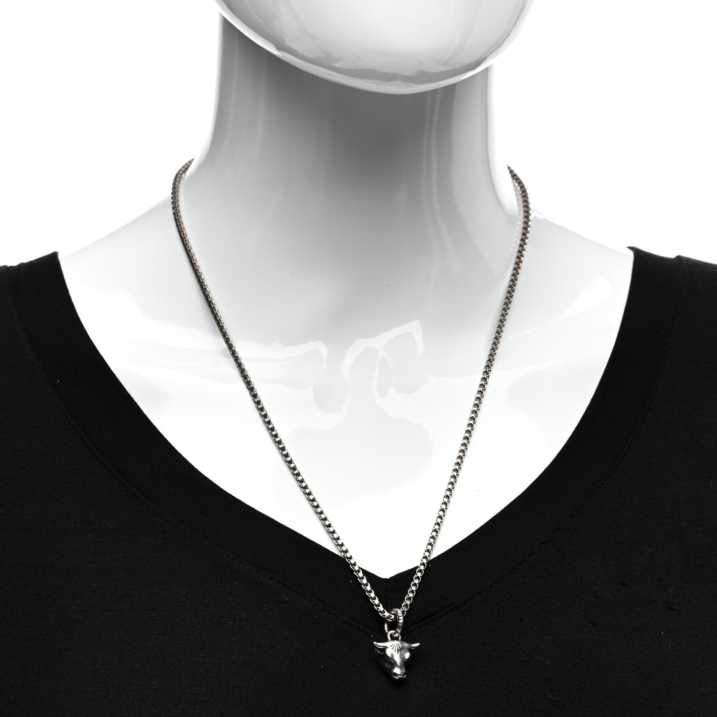 Sterling Silver Anger Forest Bull Head Necklace