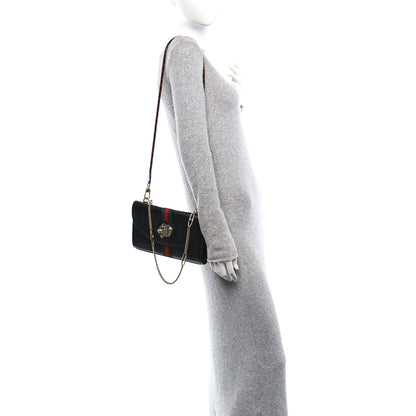 Gucci Textured Calfskin Web Small Rajah Slim Flap Shoulder Bag Black 2 of 12