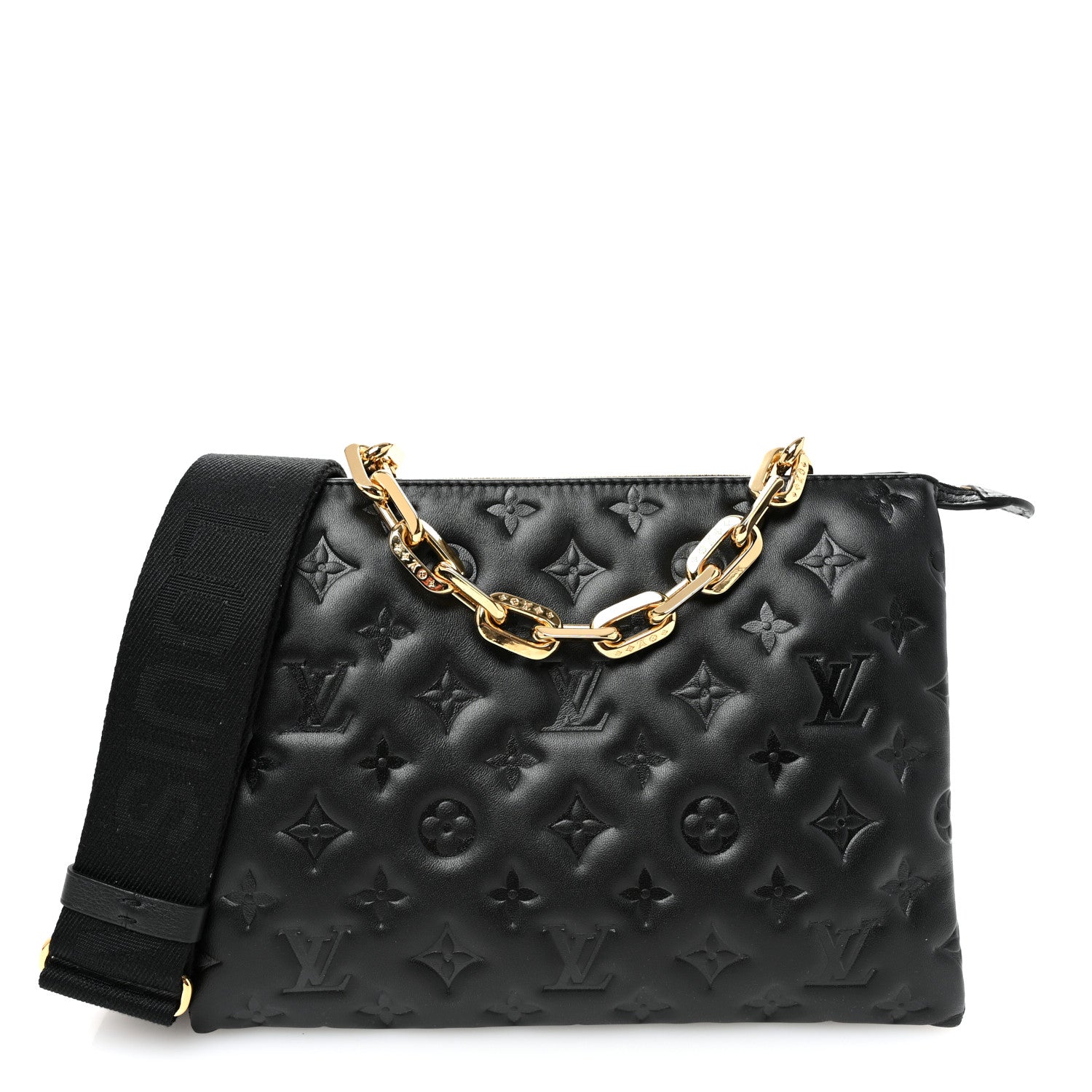 Louis Vuitton Lambskin Embossed Monogram Coussin PM Black 1 of 11