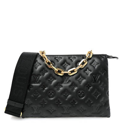 Louis Vuitton Lambskin Embossed Monogram Coussin PM Black 1 of 11