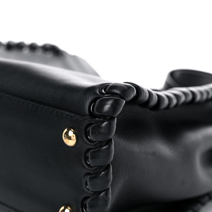 Fendi Vitello Seta Lace Up Medium Peekaboo Iconic Satchel Black 9 of 12