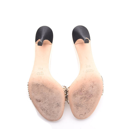 Gucci Satin Horsebit Print High Heel Slides 9.5 Brown 7 of 12