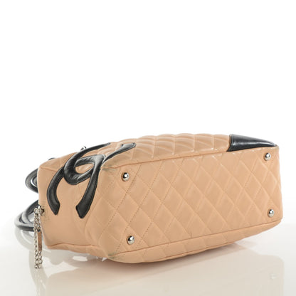Chanel Calfskin Quilted Large Cambon Bowler Beige Black 4 of 12