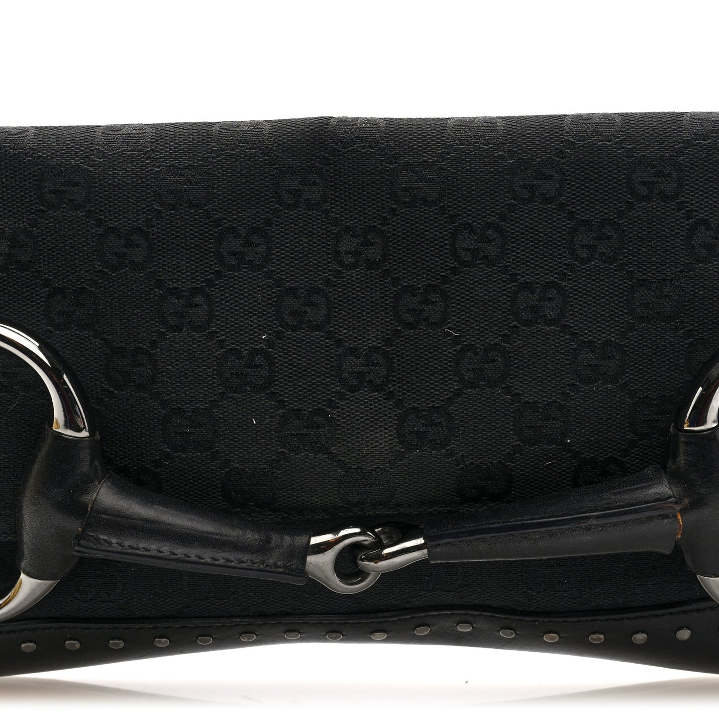 Monogram Studded Horsebit Clutch Black